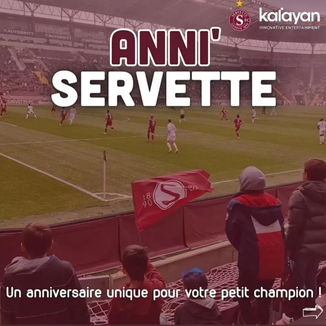 Enfants supporters du Servette FC dans les tribunes du Stade de Genève lors d'un match des Grenat