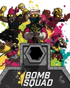 Affiche Bomb Squad Genève avec personnages en action autour d'une bombe, ambiance colorée et dynamique
