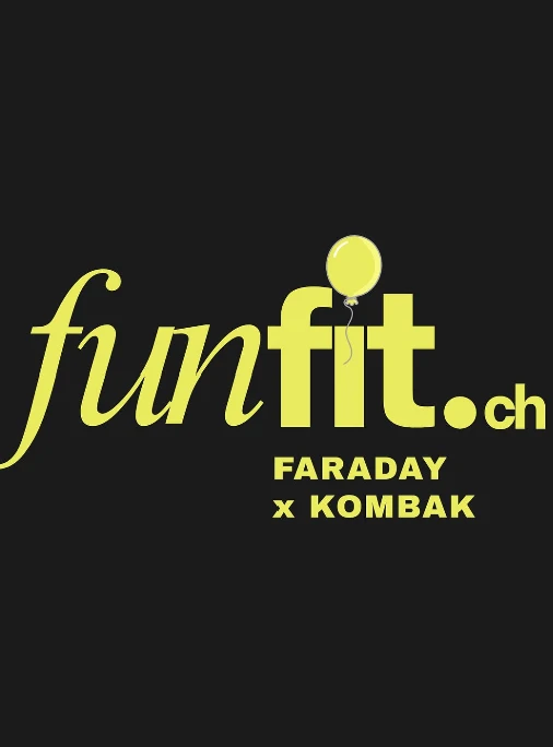 Logo FunFit Club Geneva, collaboration Faraday x Kombak, salle de fête active à Genève