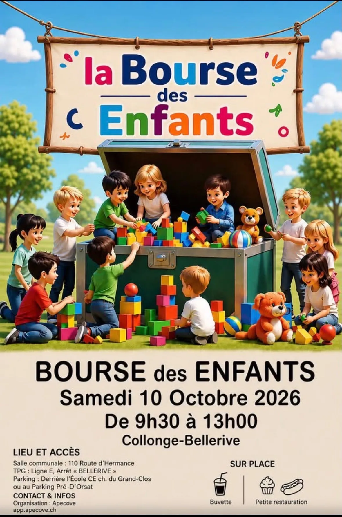 Bourse des enfants – vente de jouets, livres et habits de seconde main à Collonge-Bellerive