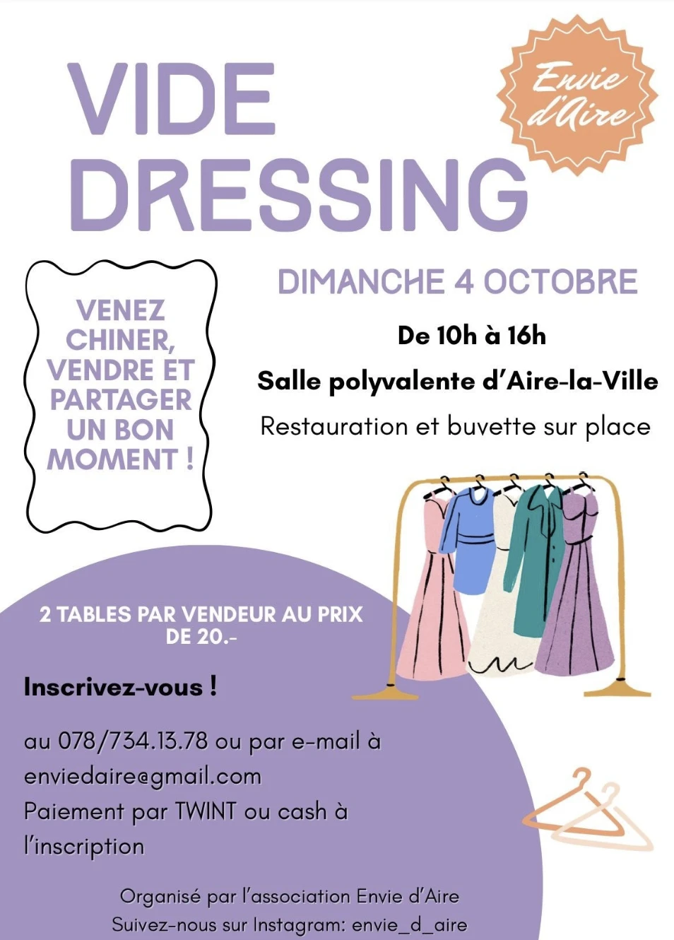 Logo de l'Association Envie d'Aire, organisatrice du vide-dressing à Aire-la-Ville